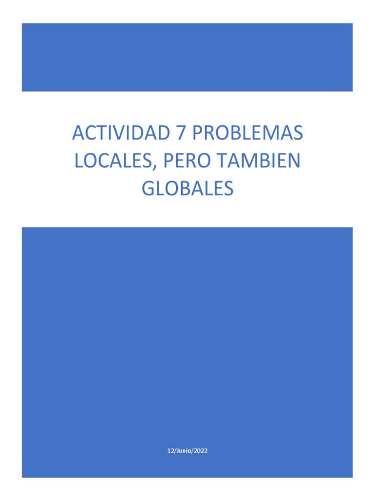 Actividad 7 Problemas Locales Pero También Globales | PDF