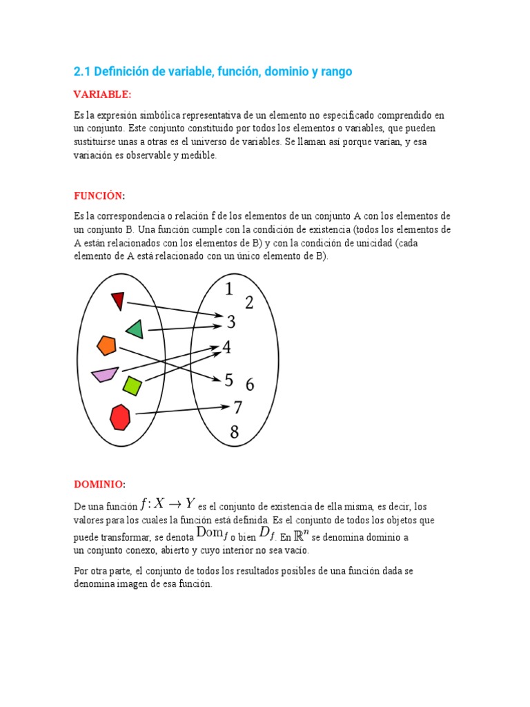 Definición de variable, función y dominio | PDF | Función (Matemáticas ...