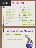 08.29.2017 Daily Lesson Properities of Ratioanl Numbers