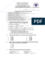 Midterm Unit Test in Statistics and Probability 2019-2020