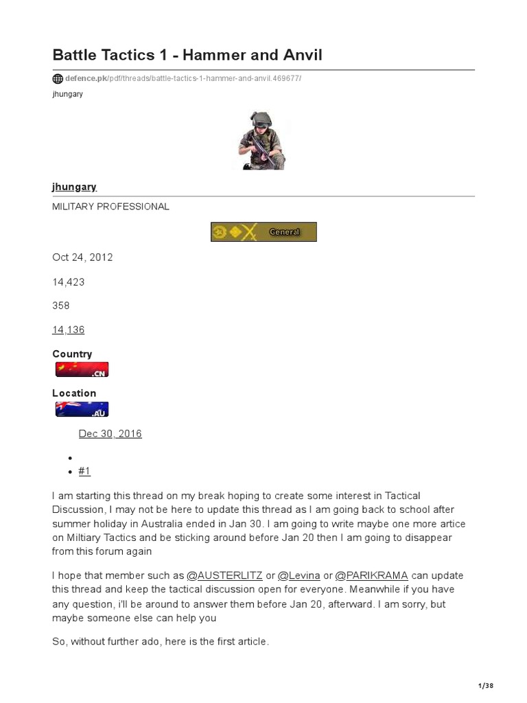 Battle Tactics 1 Hammer and Anvil An Analysis of an Ancient yet