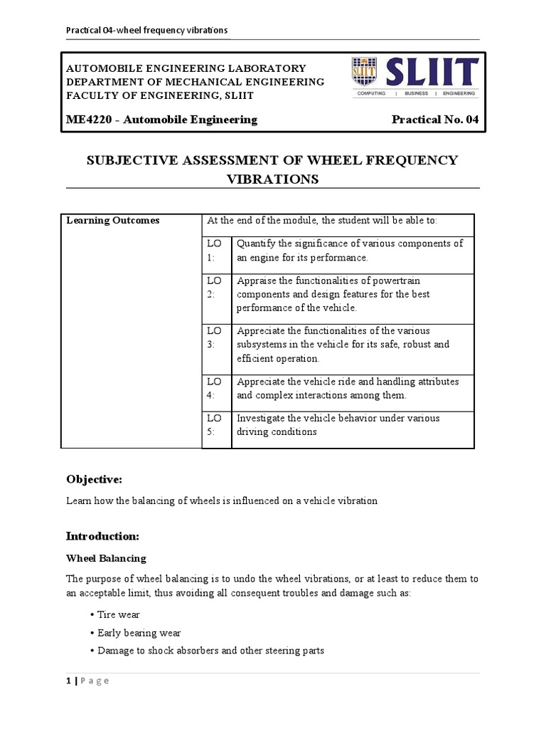 Wheel Frequency Vibration Assessment | PDF | Wheel | Mechanical Engineering