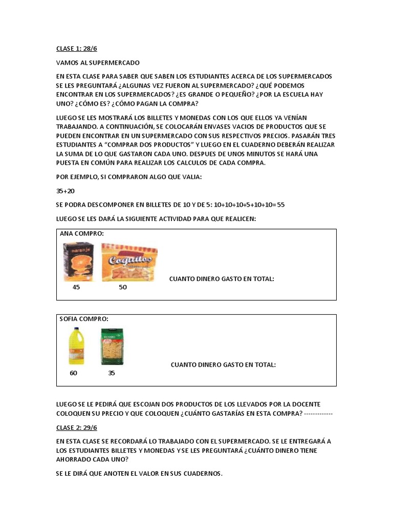 Actividades de Matemáticas en el Supermercado | PDF | Dinero | Economias