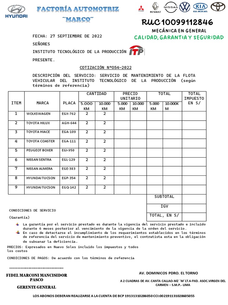 Cotización Itp PDF Vehículos terrestres Vehículos
