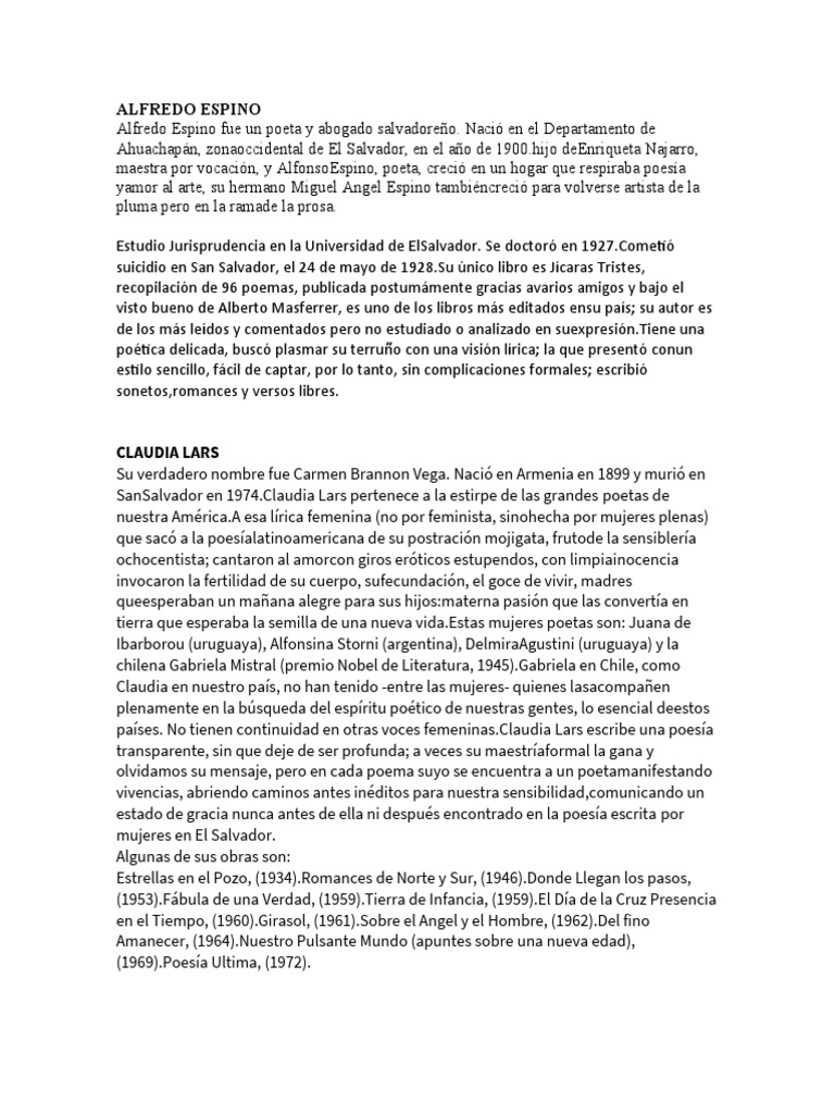 Alfredo Espino PDF El Salvador