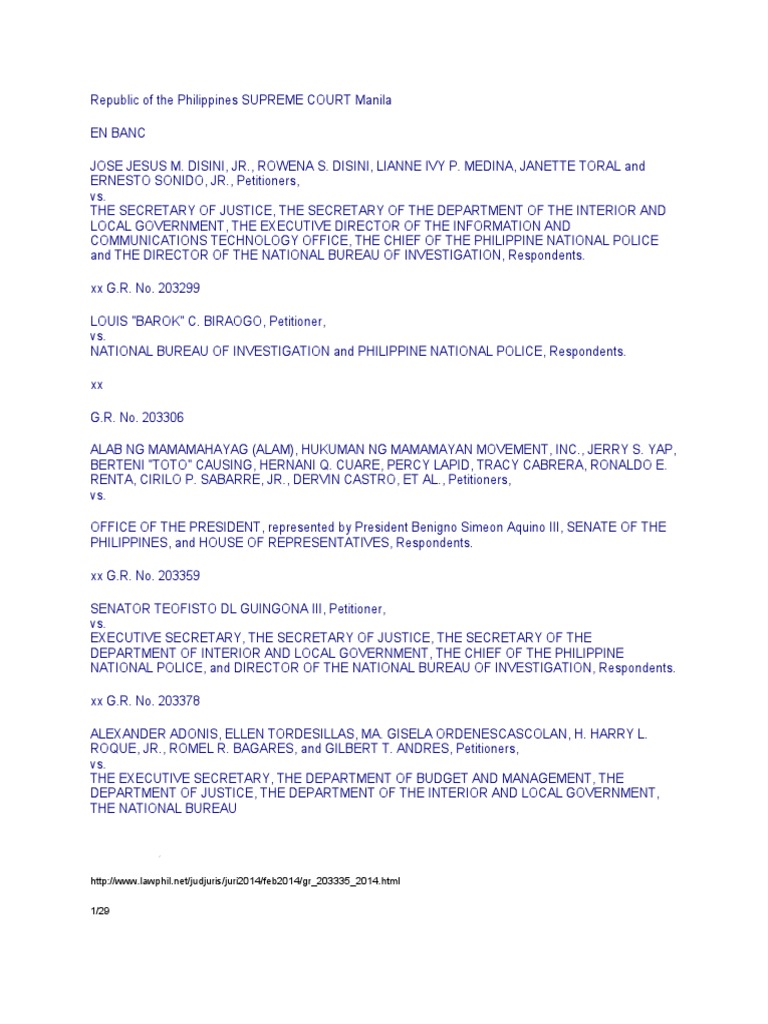 Disini vs. Secretary of Justice Word PDF Defamation Privacy