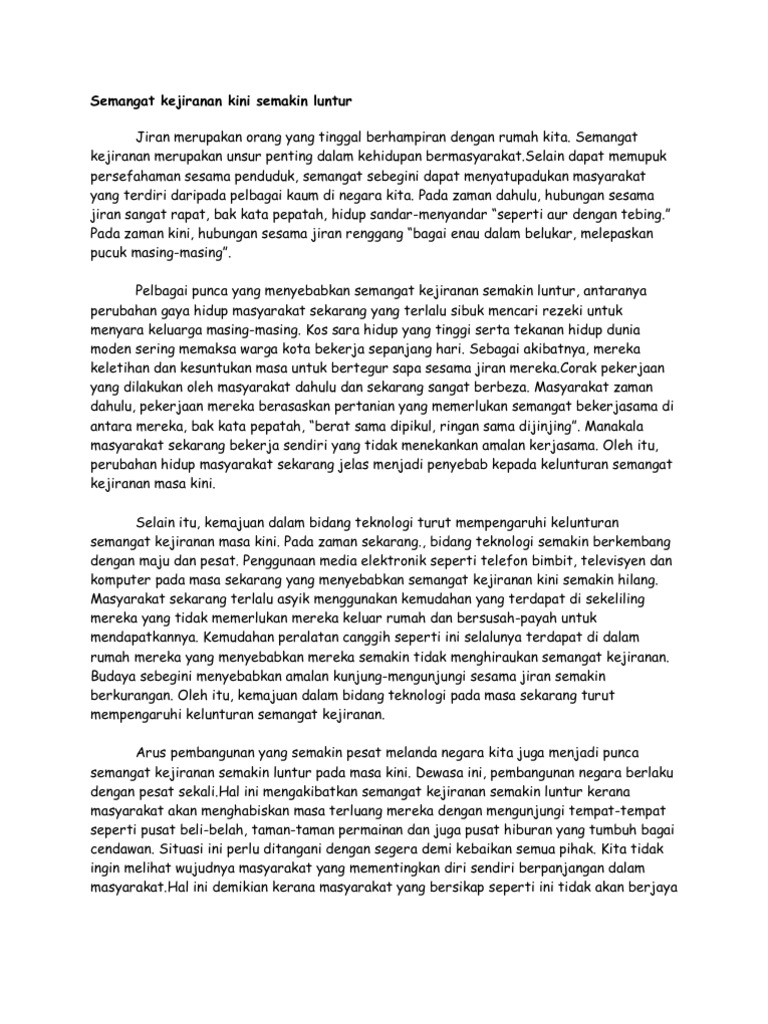 Semangat Kejiranan Semakin Luntur - Tolop