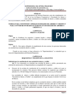 Normas para Constituir y Operar Sociedades de Ahorro y Credito