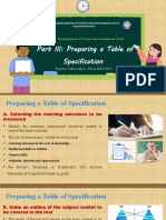 Part III - Preparing Table of Specification