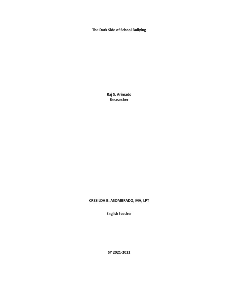 Curated visual reference: Visual Reference: The Dark Side Of School Bullying Pdf Bullying