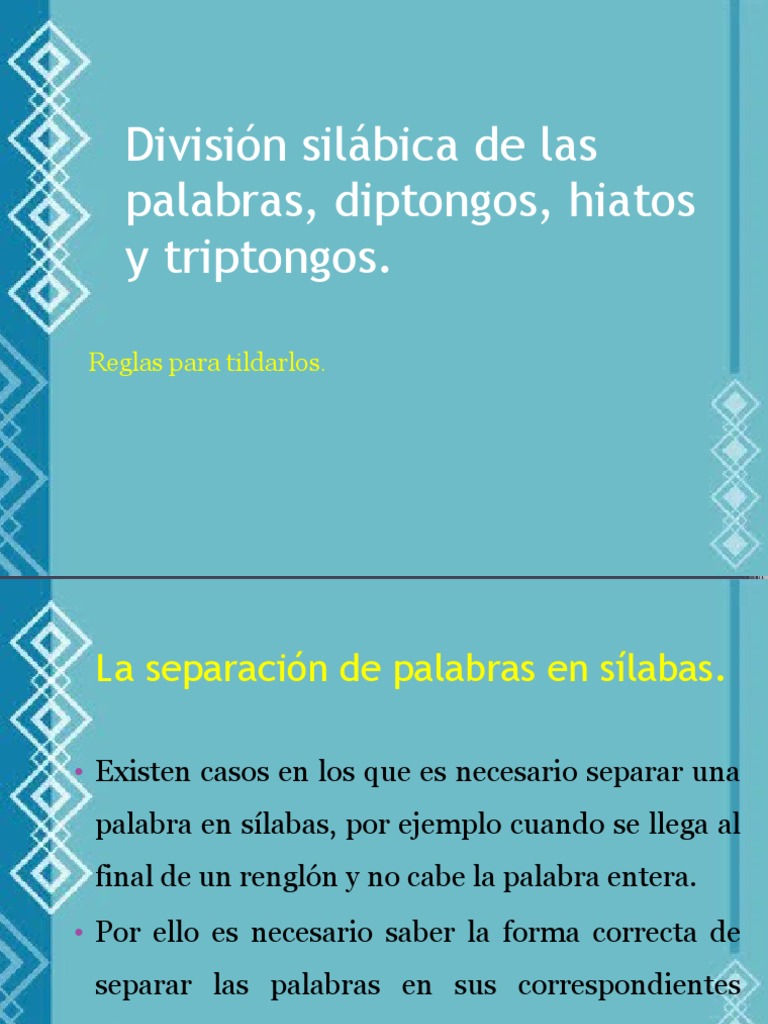 Reglas de División Silábica y Tildación | PDF