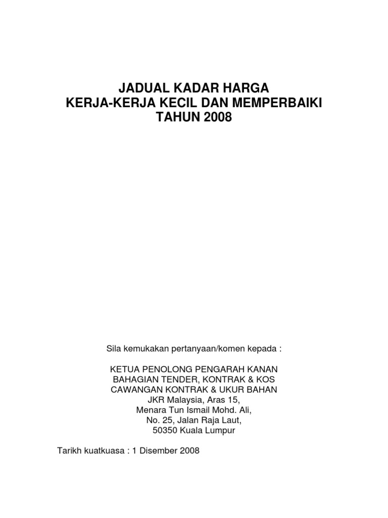 Jadual Kadar Harga Pdf