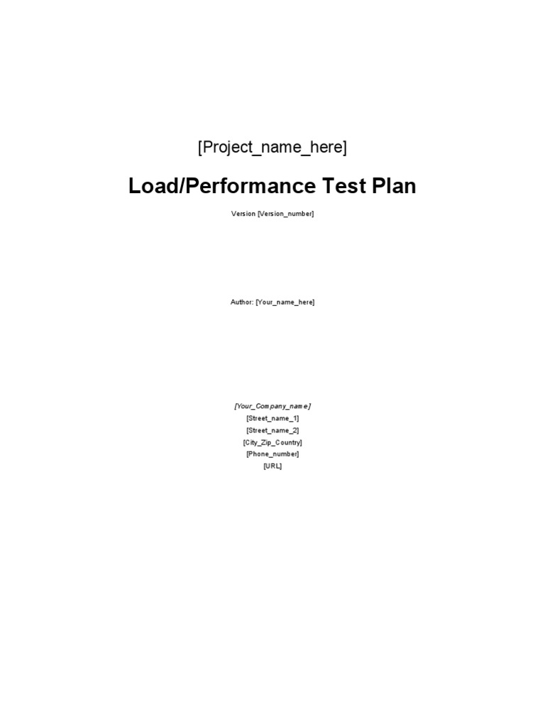 Performance Test Plan Template | PDF | Business