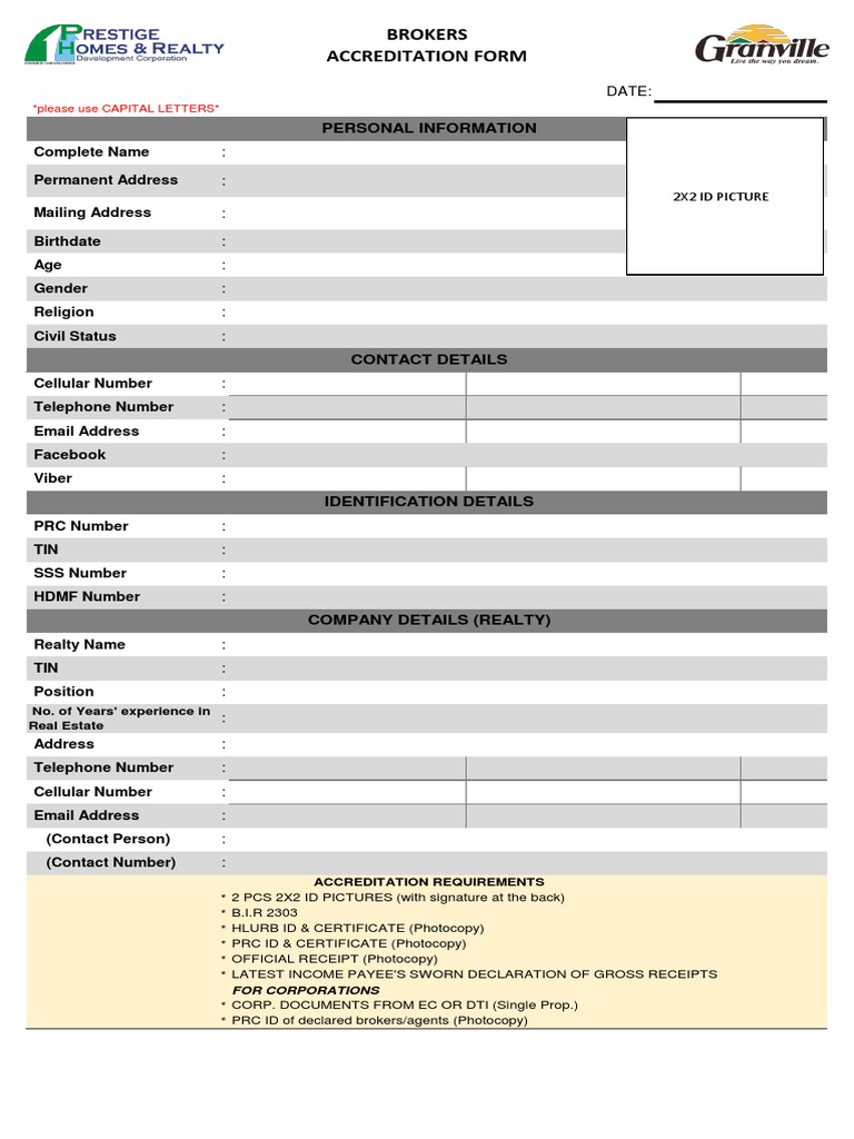 BROKERS ACCREDITATION FORM PDF