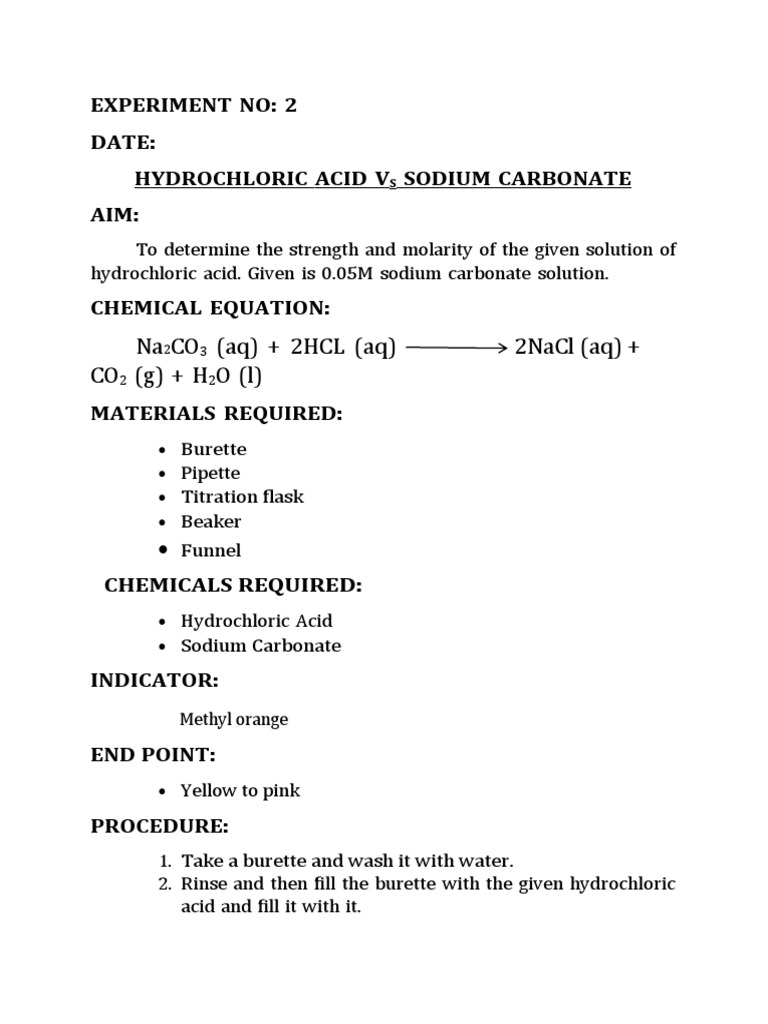 Determining the Molarity of Hydrochloric Acid Through Titration with