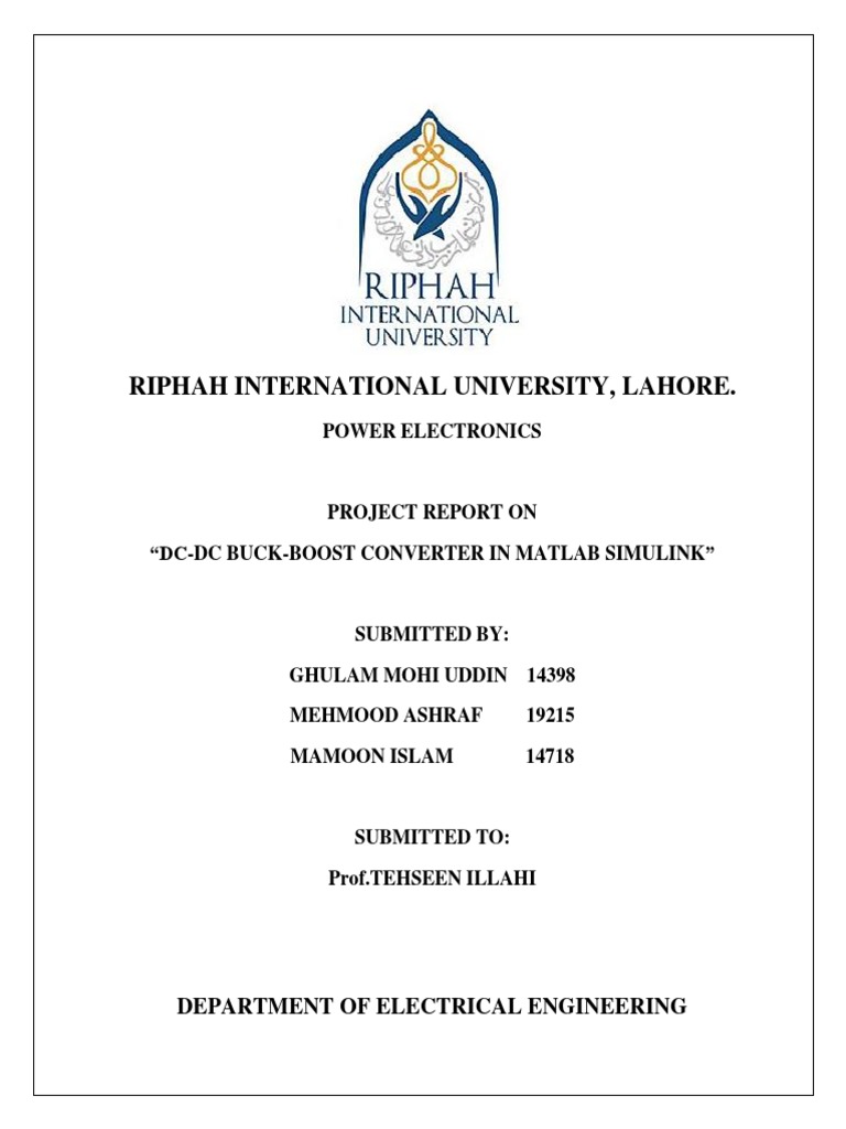 Project Report On Buck Boost Converter PDF Electrical Engineering