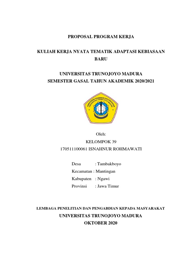 PROPOSAL PROGRAM KERJA - ISNAHNUR R - KELOMPOK 39.docx-Signed | PDF