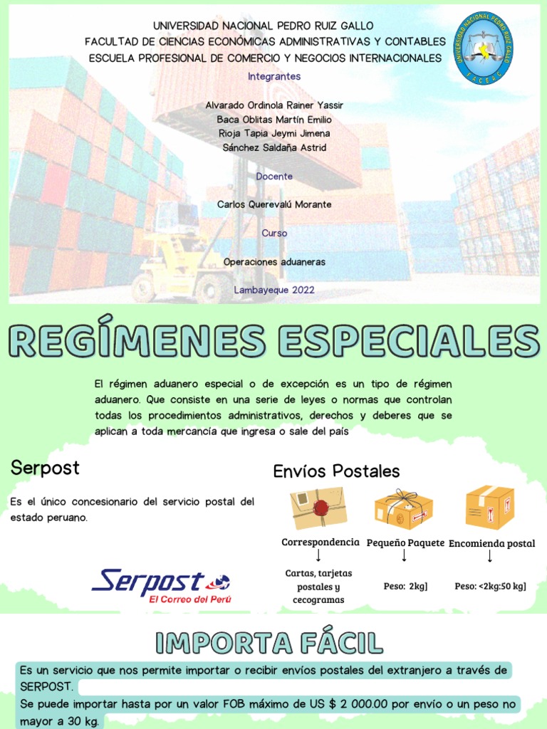 Regímenes Especiales en Operaciones Aduaneras | PDF | aduana ...