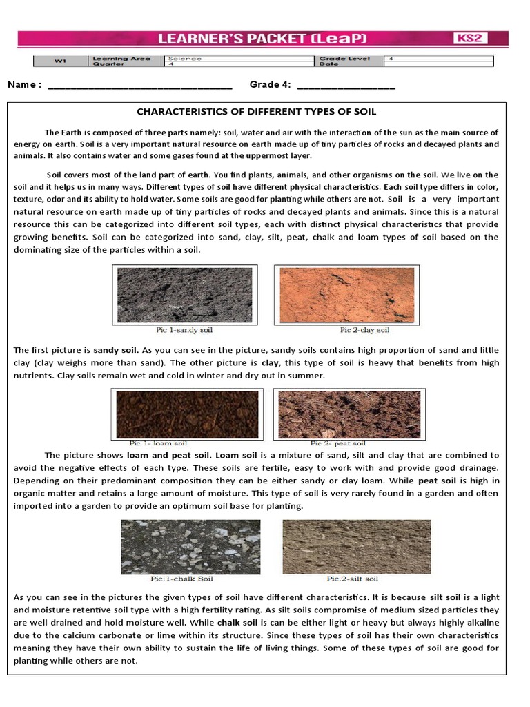 Q4 Week 1 ACTIVITY SHEET With RBB | PDF | Soil | Clay