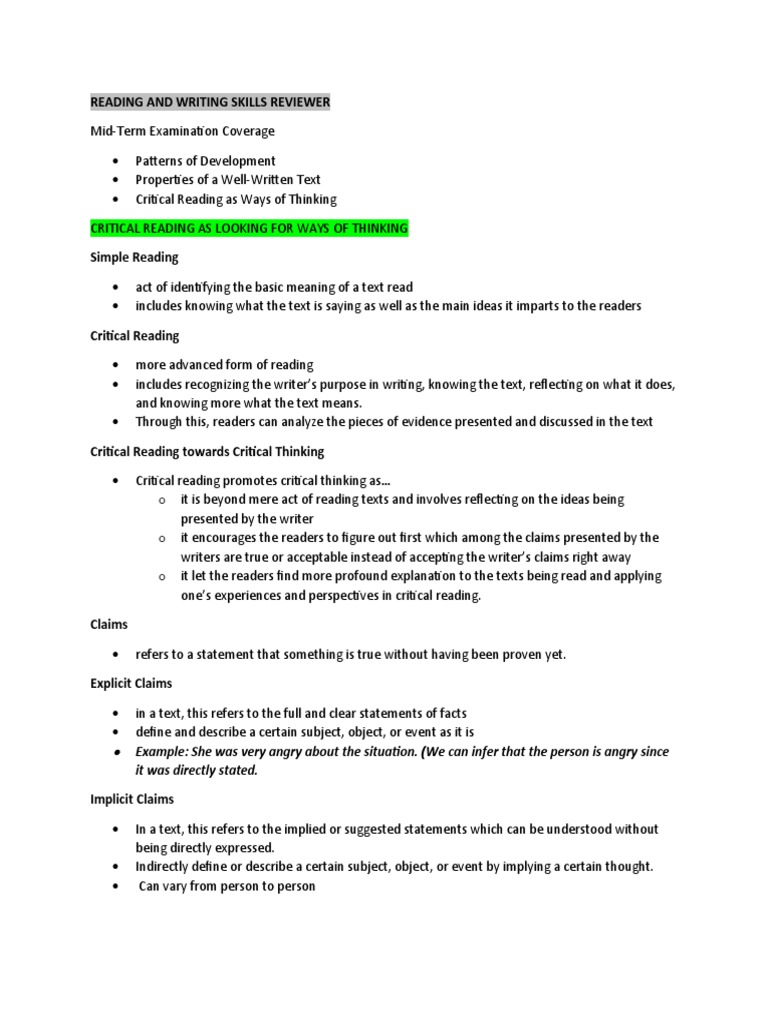 Reading and Writing Skills Reviewer Download Free PDF Thought Punctuation