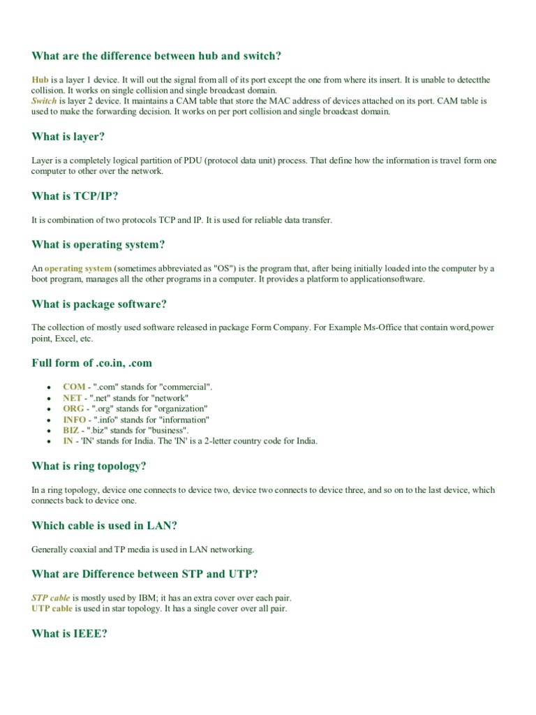 Hub vs Switch: Key Differences Explained | PDF | Process (Computing ...