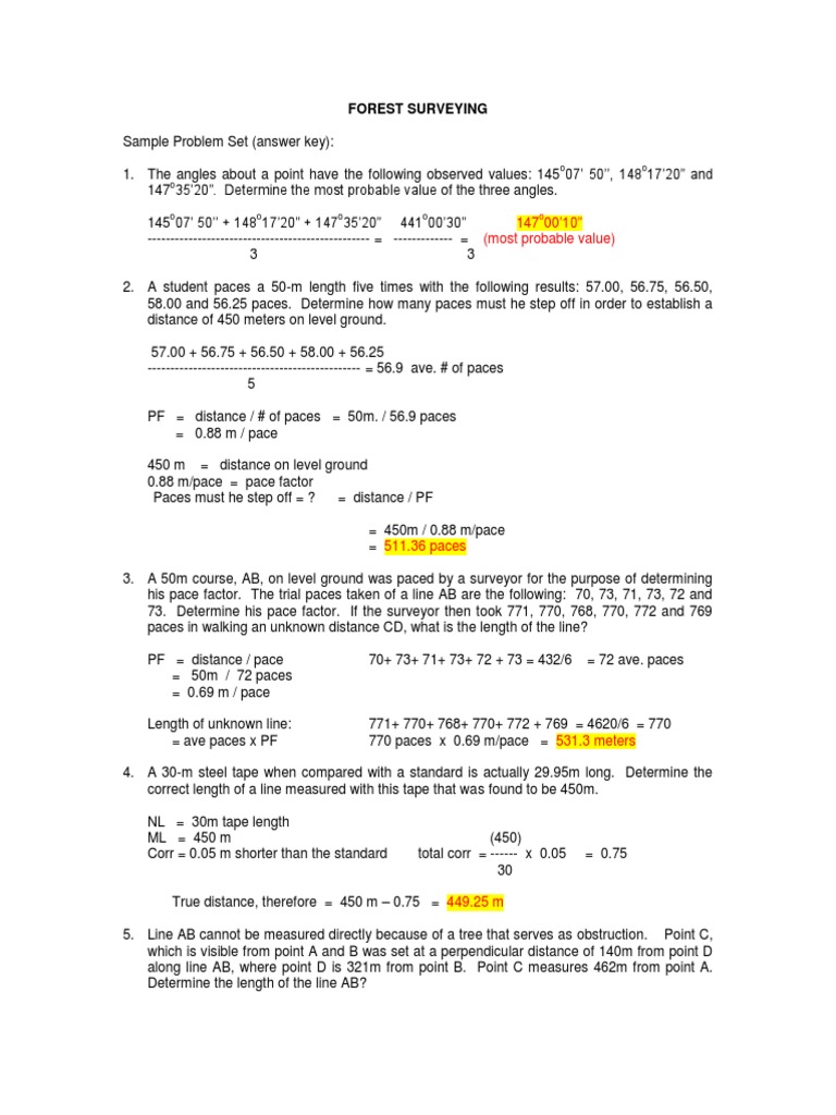 Forest Surveying Problem Solutions | PDF | Surveying | Angle