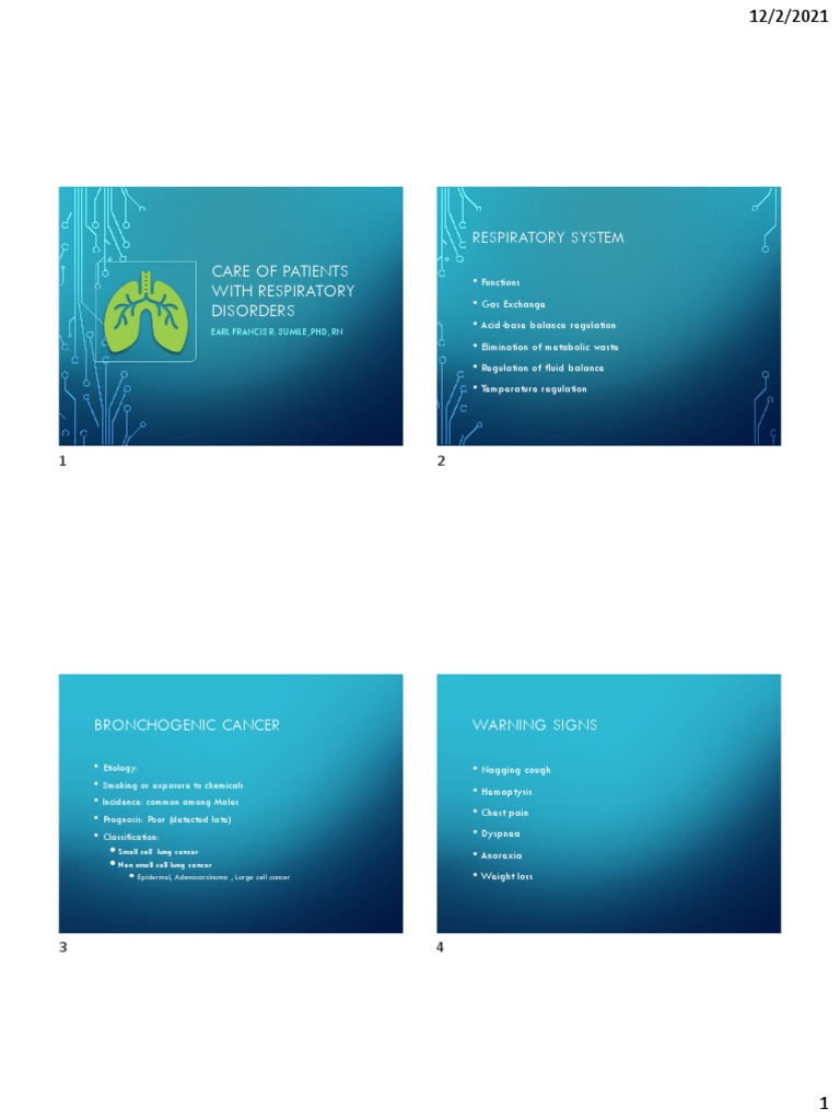 Common Respiratory Problems PDF Chronic Obstructive Pulmonary