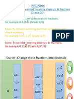 Convert Recurring Decimals to Fractions (Grades 6-8