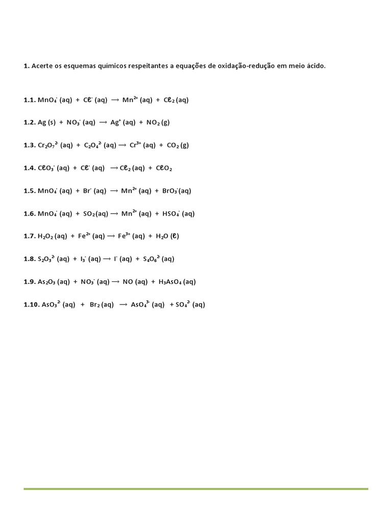 F3 - Acerto de Equações em Meio Ácido | PDF