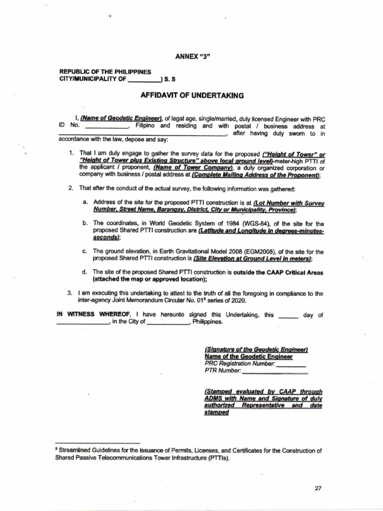 Affidavit of undertaking and joint certification pdf