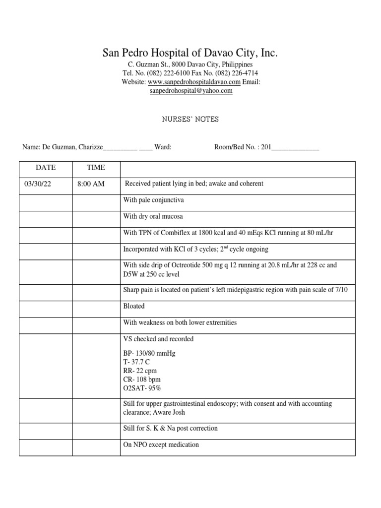Nurse's Notes PDF Clinical Medicine Medical Specialties