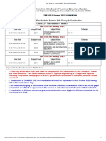 Time Table For Summer 2022 Theory Examination