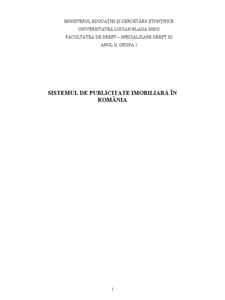 Sistemul de Publicitate Imobiliara in Romania | PDF