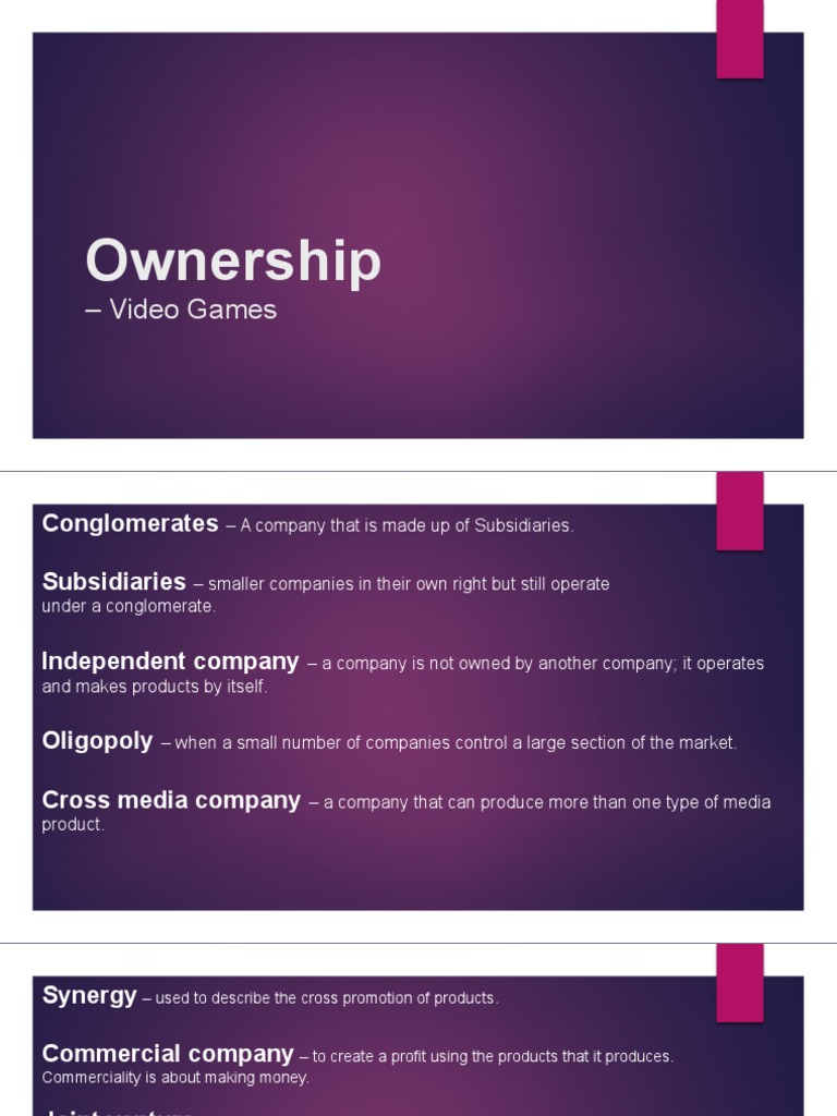 Ownership Video Games  PDF