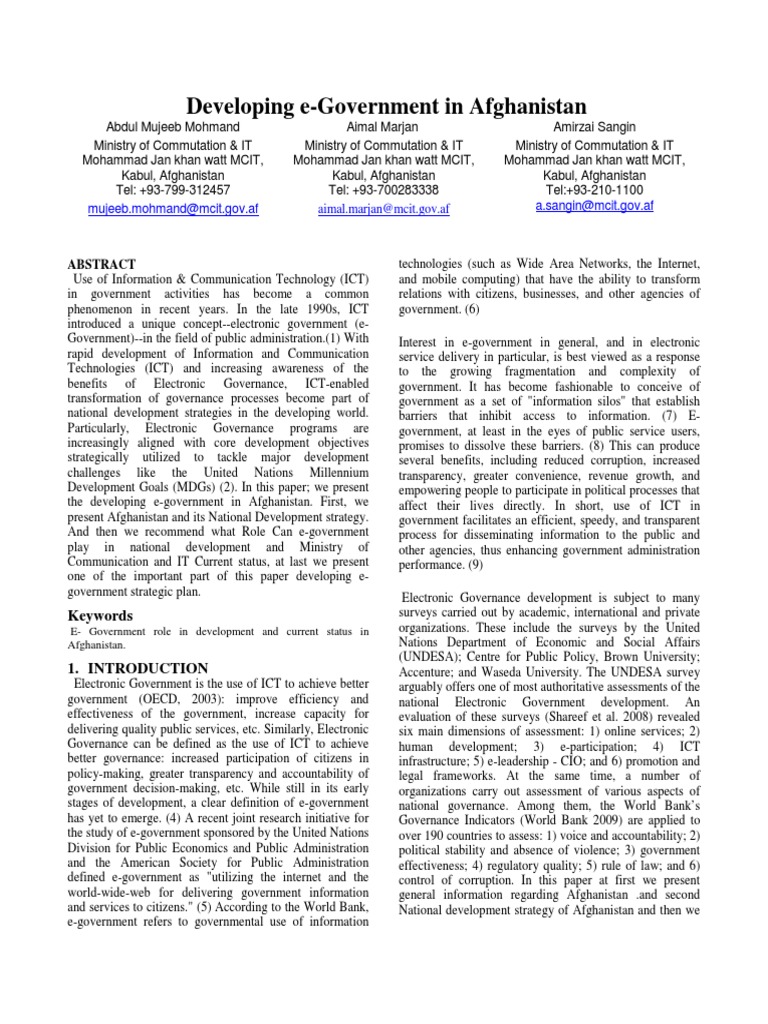 E Gov in Afg | PDF | E Government | Governance