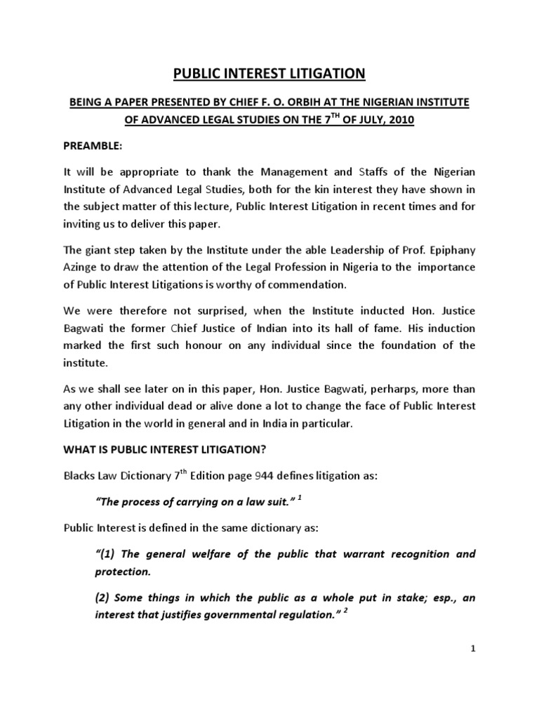 Public Interest Litigation in Nigeria | PDF | Standing (Law) | Judiciaries
