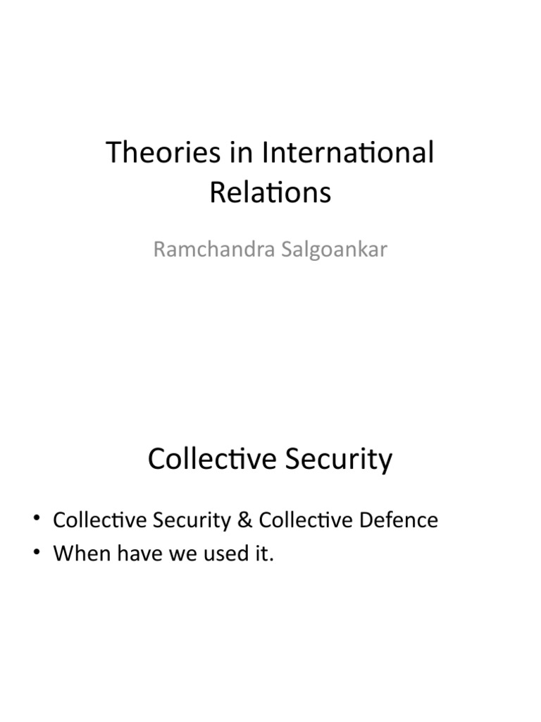Main Theories In International Relations