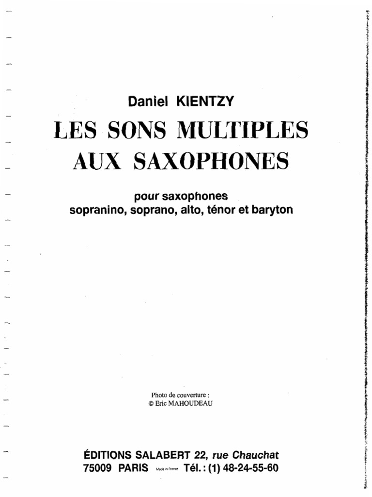 (Saxophone) Saxophone Multiphonics KIENTZY PDF