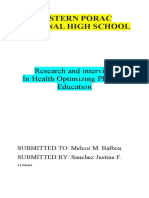 Eastern Porac National High School: Research and Interview in Health Optimizing Physical Education