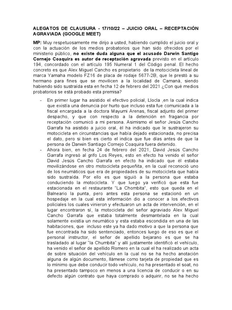 Alegatos de Clausura | PDF