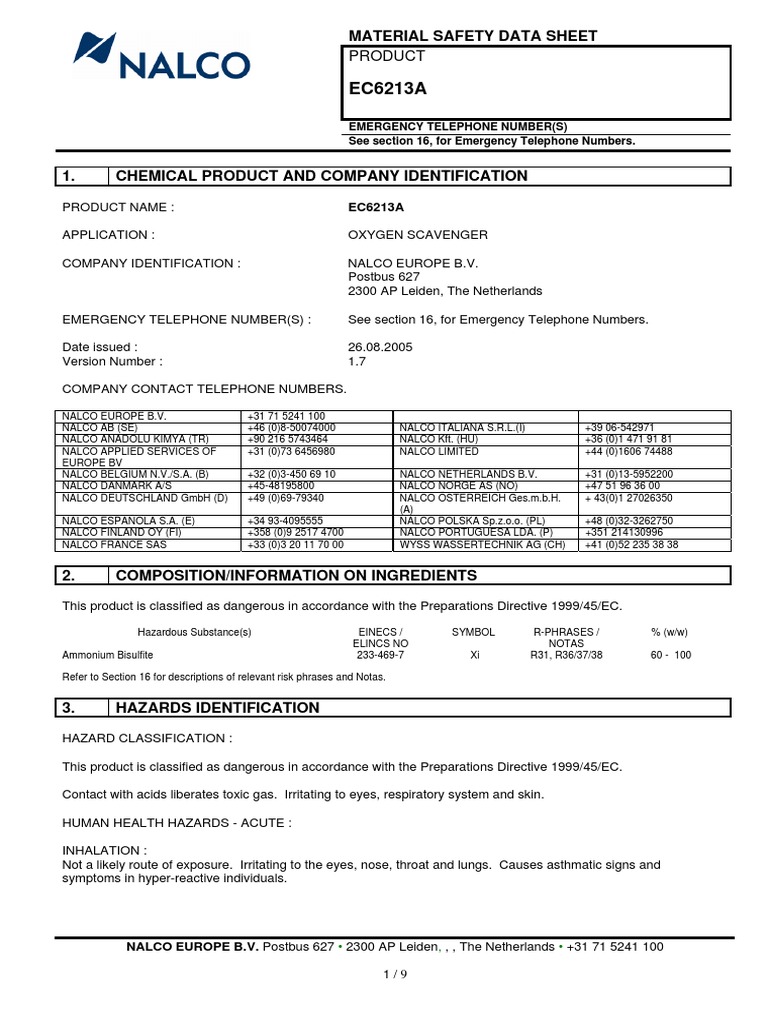 MSDS Ec6213a | PDF | Personal Protective Equipment | Fires