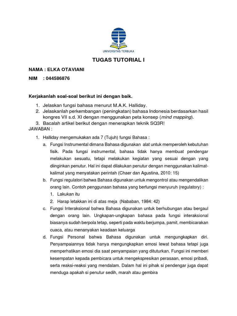 Tugas Tutorial I Indonesia | PDF