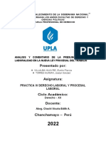 Analisis y Comentario de La Presuncion de La Laboralidad en La Nueva Ley Procesal Del Trabajo