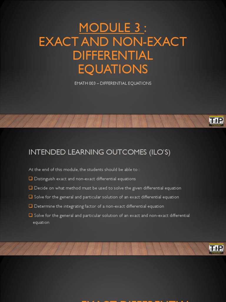 EMATH 003 Module 3 Exact and NonExact Differential Equations