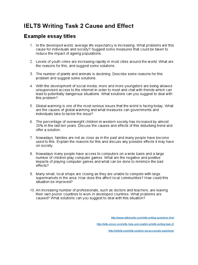 IELTS W2 Cause and Effect PDF Air Pollution Phrase