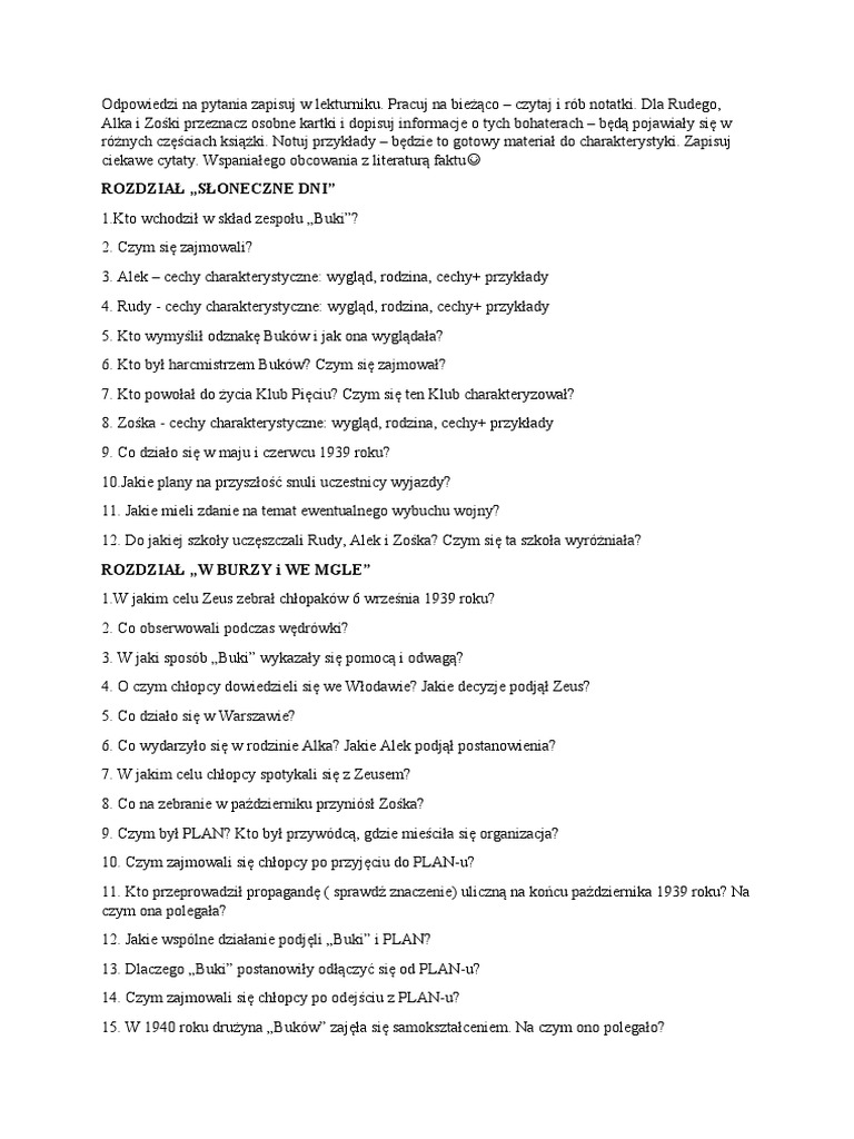Kamienie Na Szaniec Pytania I Odpowiedzi