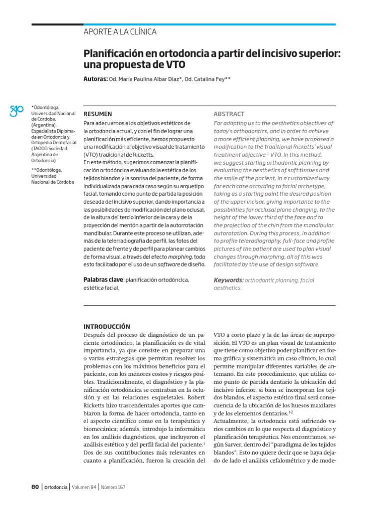 Propuesta de VTO en Ortodoncia Actual | PDF | Ortodoncia | Ramas de ...