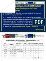 Relacion de Iiee Con Plazas Excedentes y Relacion de Plazas Vacantes para Racionalizacion de Docentes Nombrado Excedentes