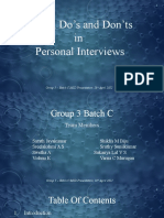 FAQs, Do's and Don'ts in Personal Interviews