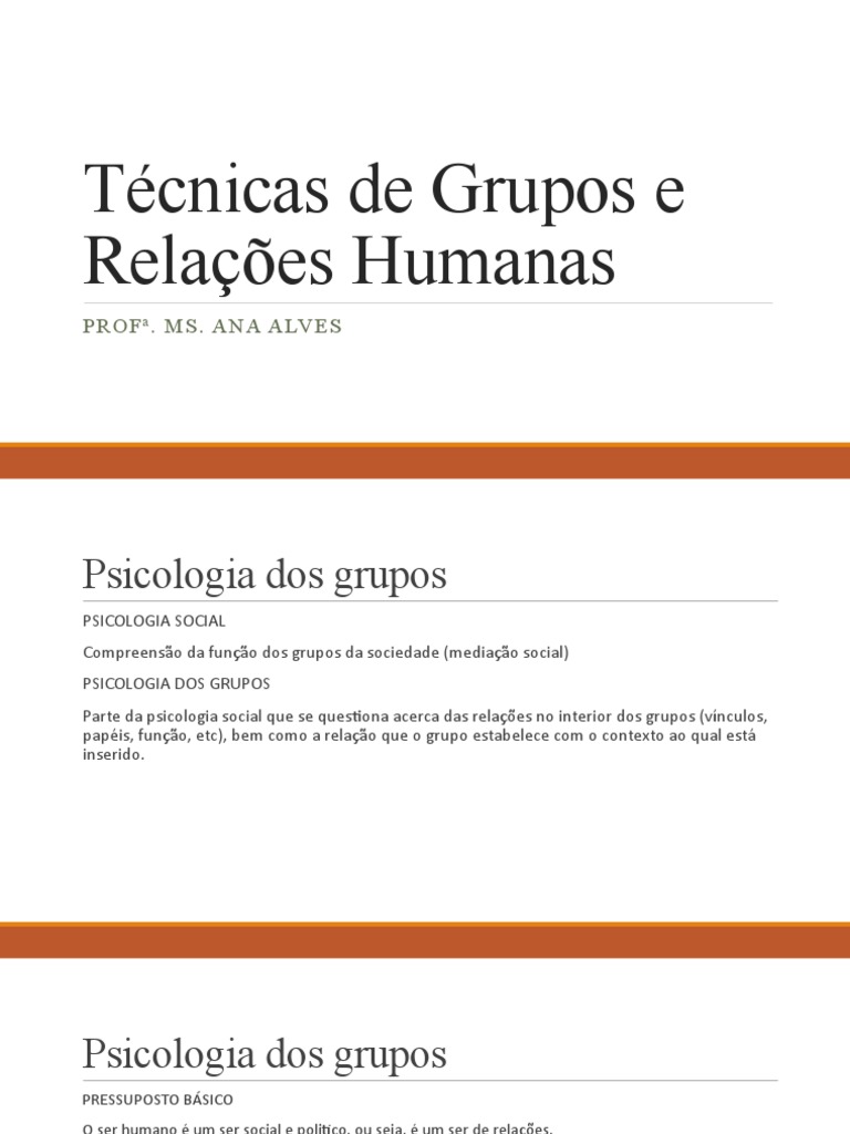Aula 1 - Técnicas de Grupos e Relações Humanas | PDF | Sociologia ...
